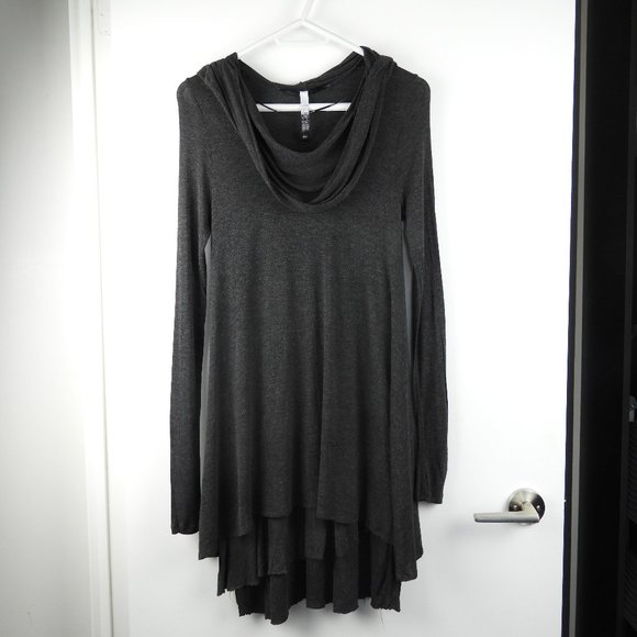 Kensie Cowl Neck Long Sleeve Dress in Grey - Picture 1 of 7
